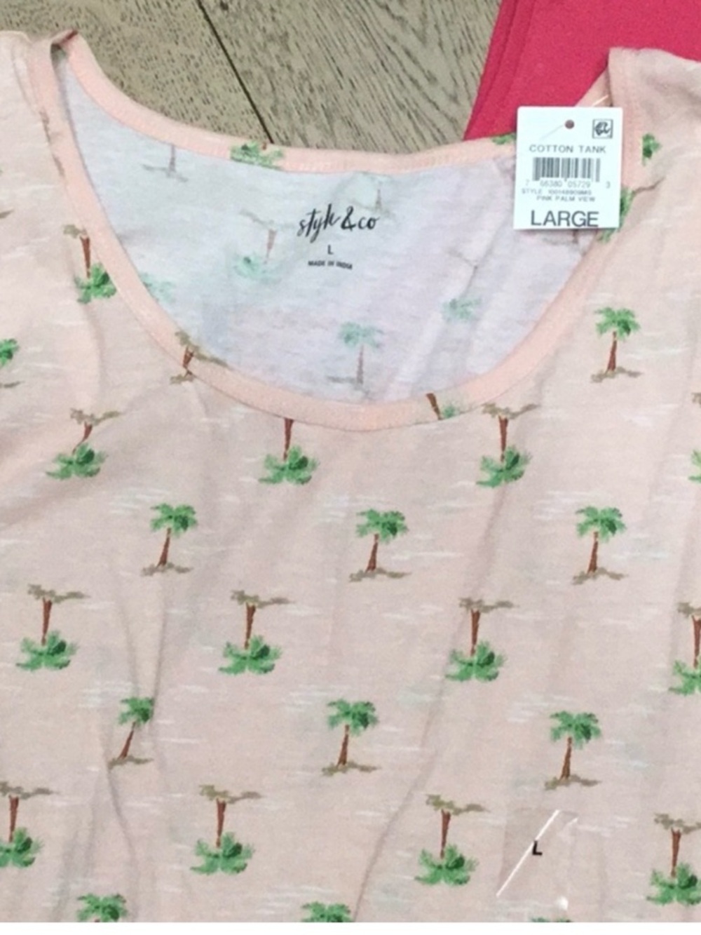 Style & Co. Pink Palm-Print Tank Top LNWOT